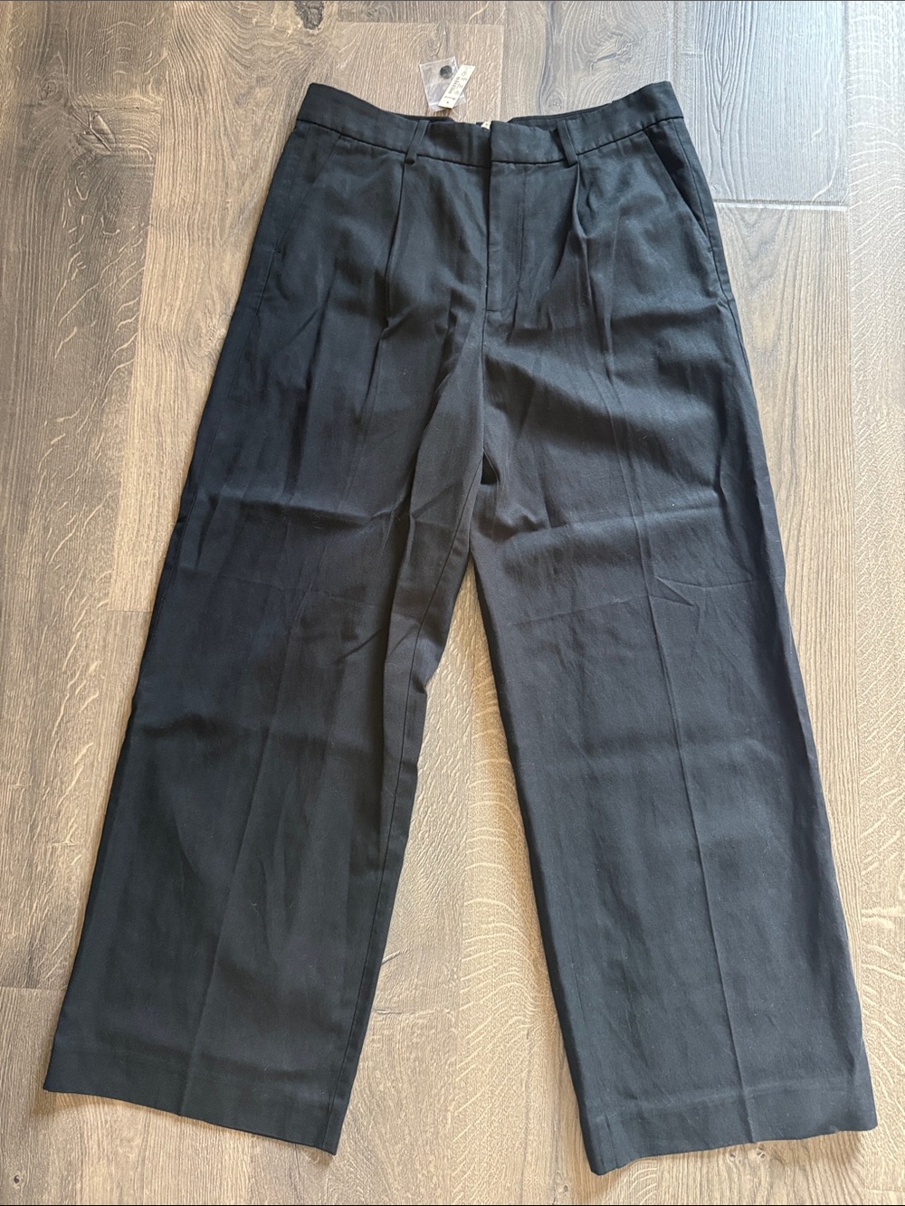 Madewell Black Lyocell Linen Blend Straight Leg Pants NWT Size 10